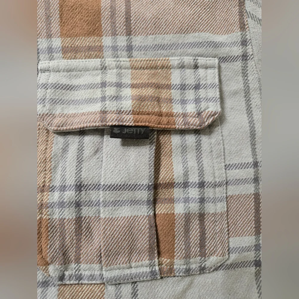 Men's Plaid Casual Button Down Shirt - Gray and Brown - Picture 2 of 8